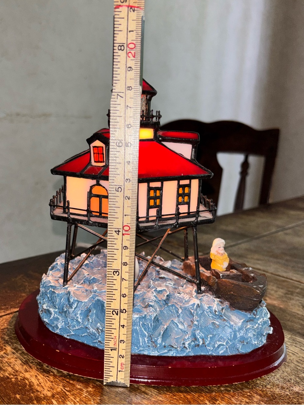 Vintage Lighthouse Lamp Nautical Stained Glass Style Lighted Coastal Decor - Picture 10 of 11